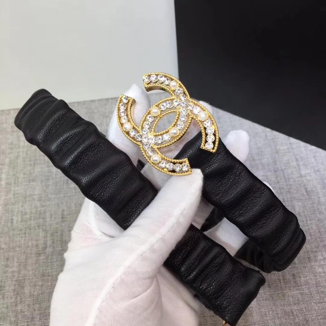 Chanel Lambskin & Gold-Tone Metal Belt 94305
