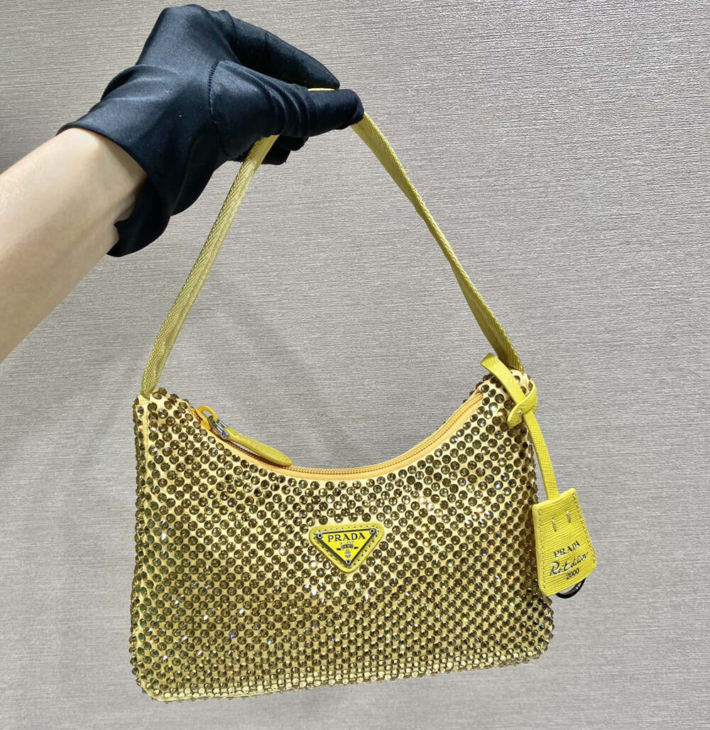 Prada Satin Mini-Bag With Artificial Crystals 1NE515