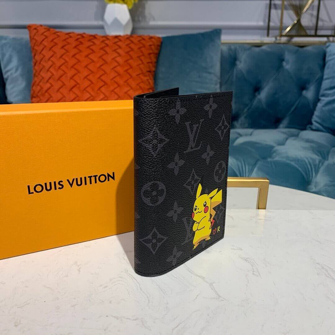 Louis Vuitton Monogram Eclipse Pikachu Print Passport Cover M64501