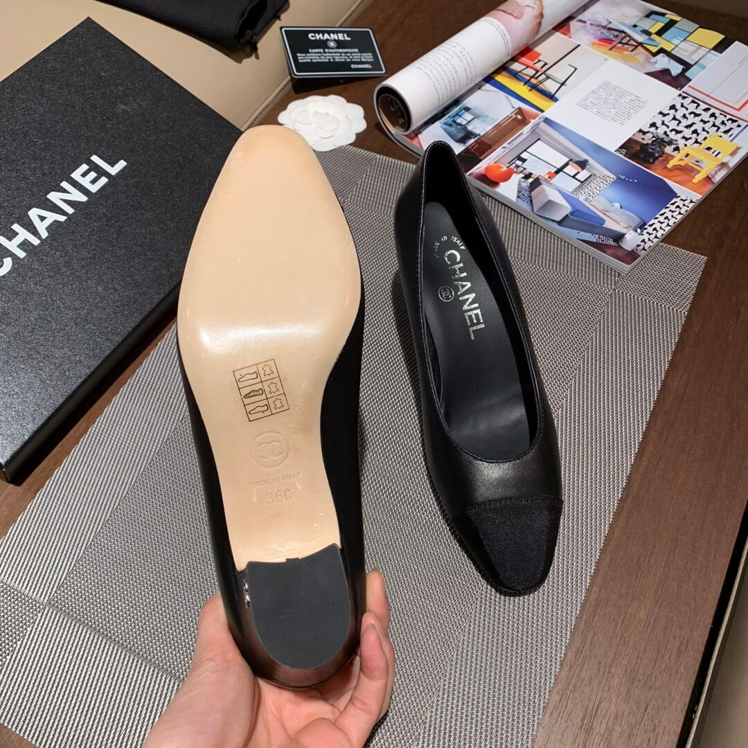 Chanel Two Tone Suede Satin Cap Toe Pumps G35802