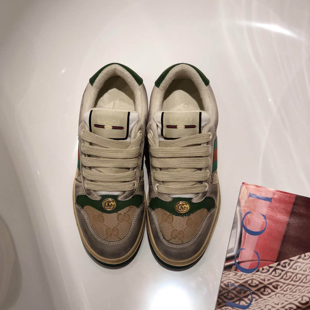 Gucci Screener Dirt Leather Sneaker 570443 Green