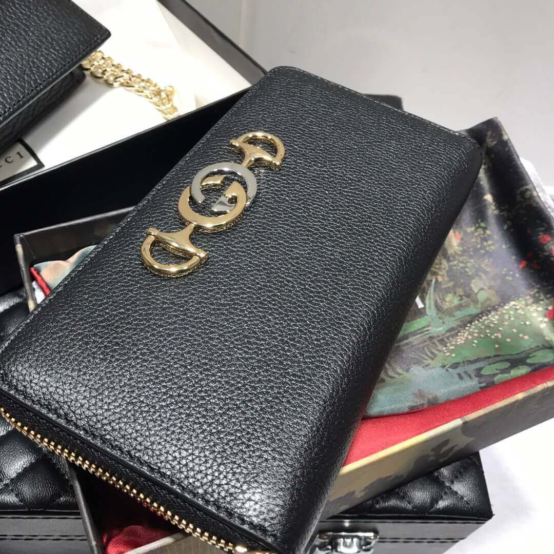 Gucci Zumi Grainy Leather Zip Around Wallet 570661