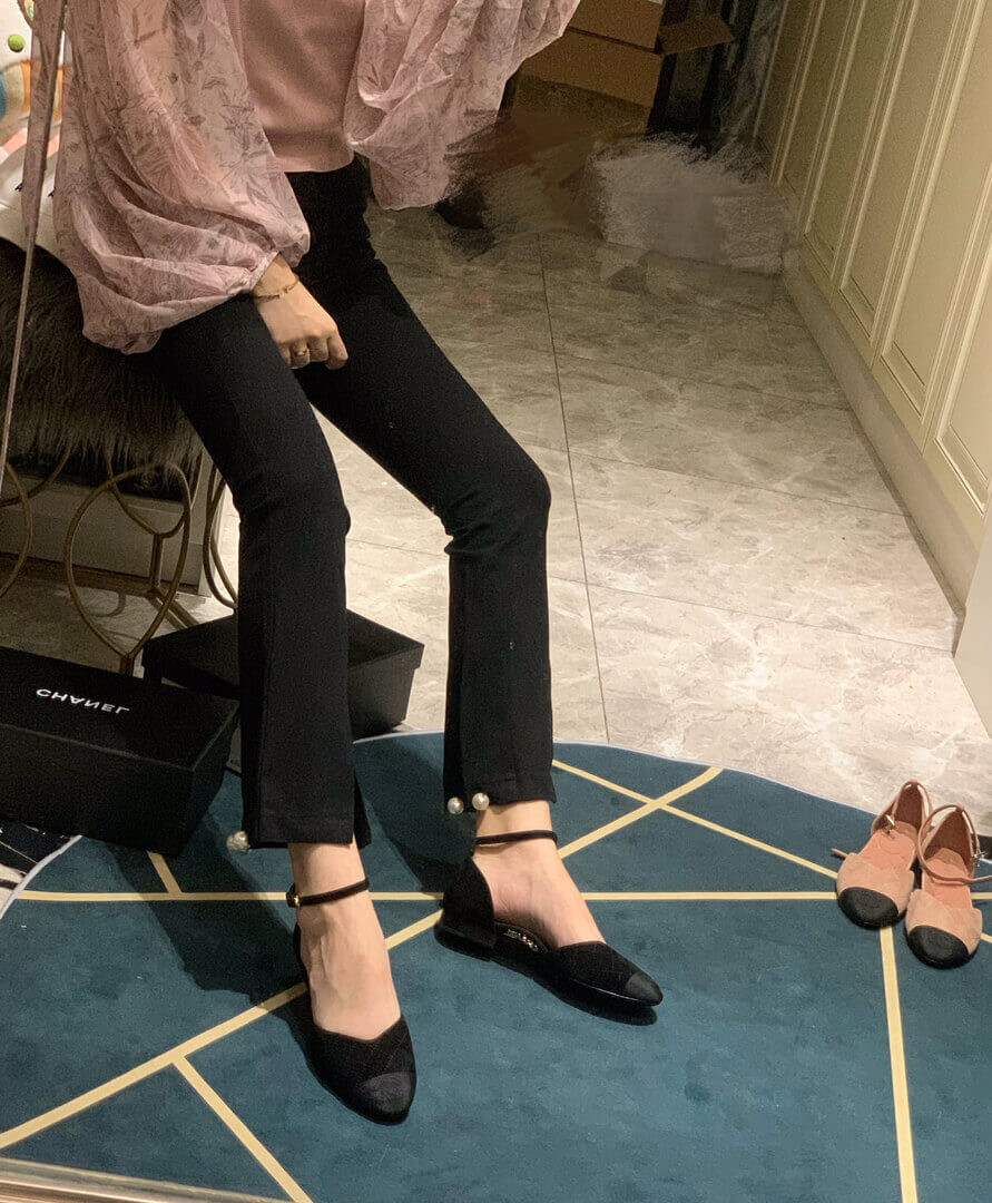 Chanel Suede Calfskin & Grosgrain Mary Janes G36048