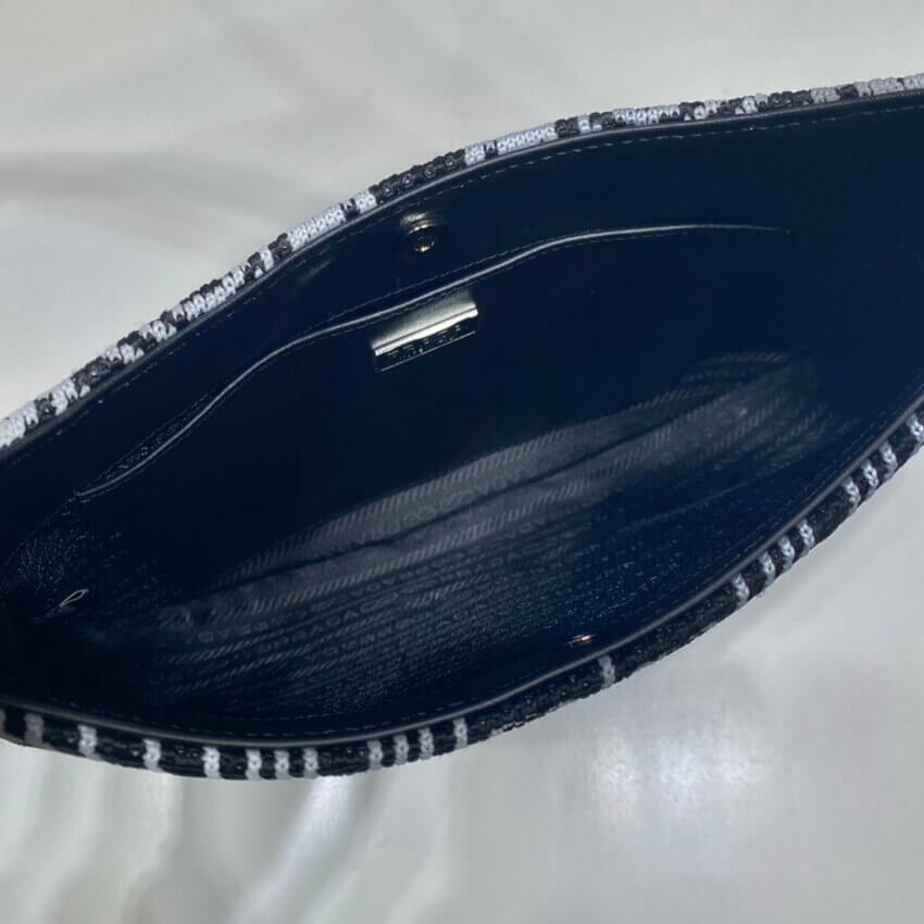 Prada Cleo Jacquard Knit and Leather Bag 1BC499