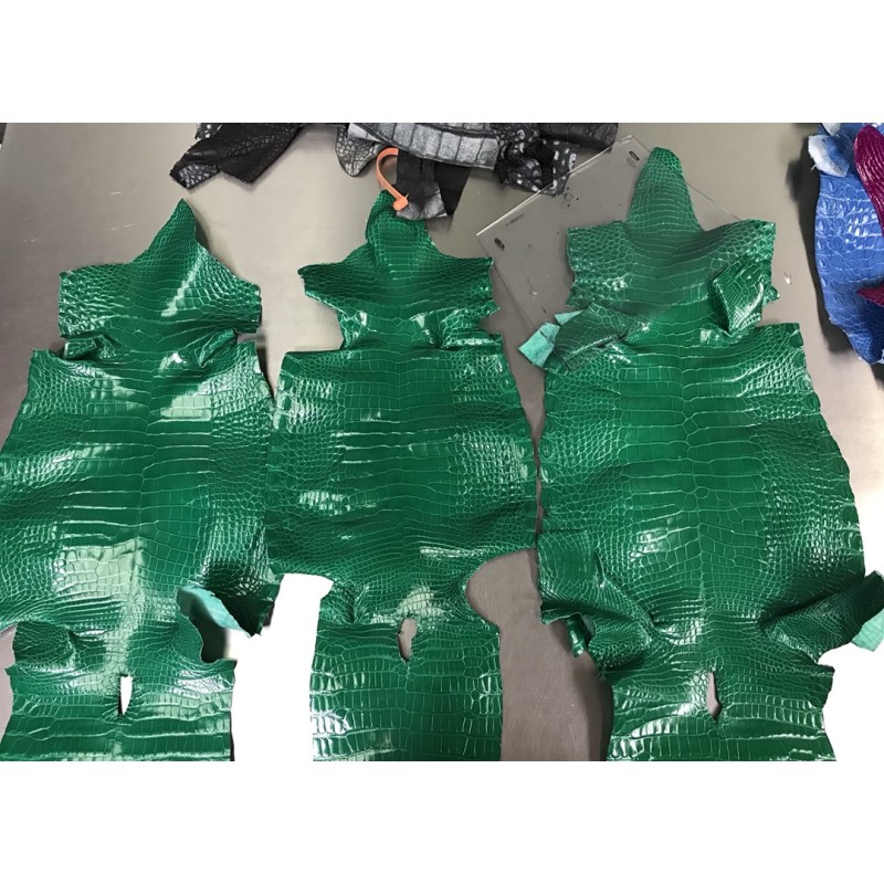Hermes makes exclusive leather glossy American alligator:Emerald Green??JQ17