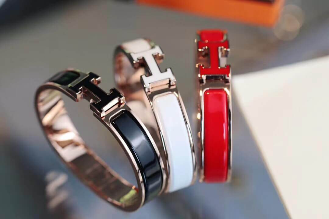 Hermes Narrow Clic Clac H Enamel Bracelet