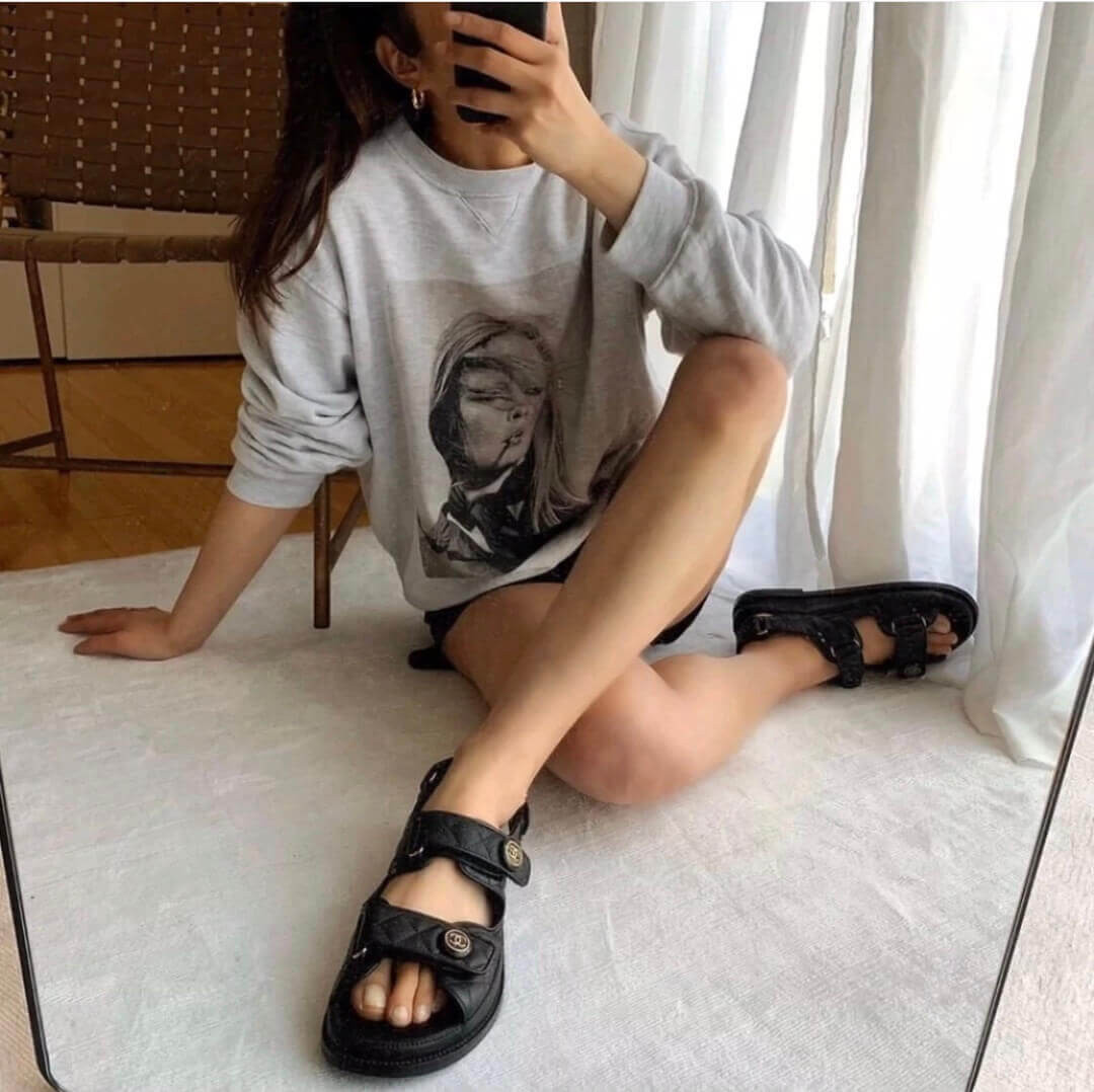 Chanel CC Quilted Velcro Sandals G31848