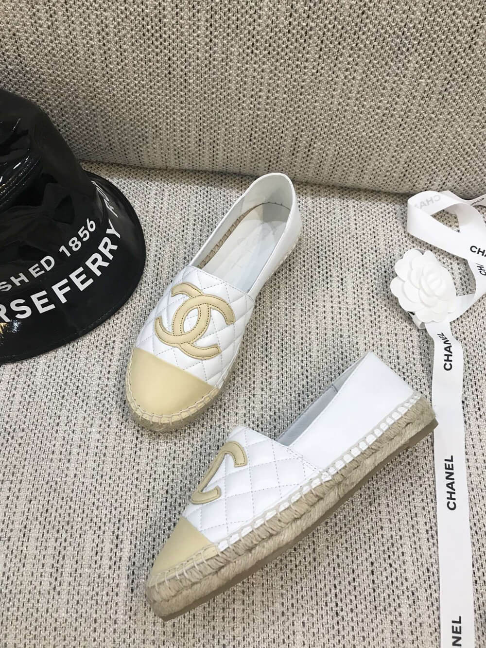 Chanel CC Quilted Espadrilles G29762 White/Beige