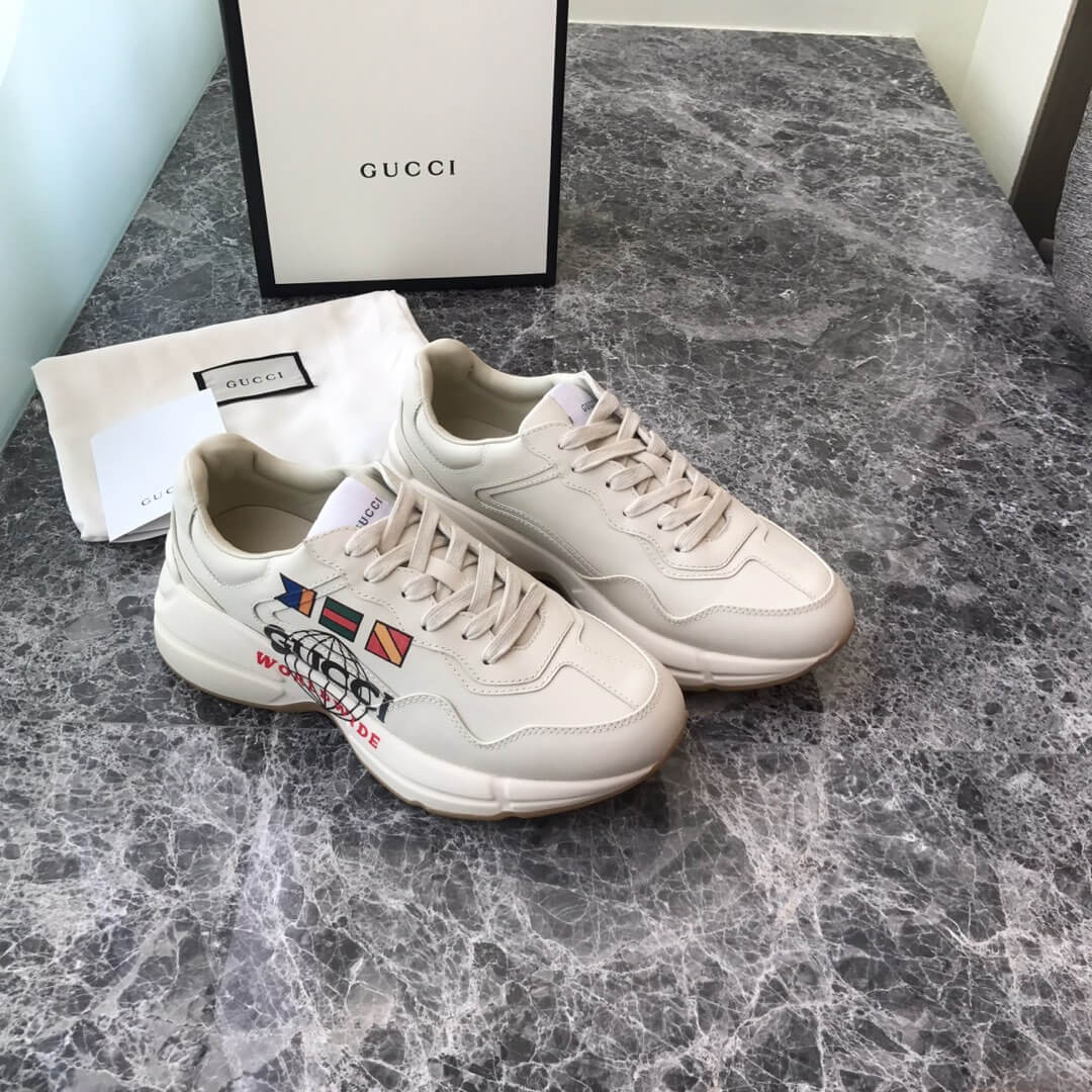 Gucci Rhyton Logo-Print Leather Trainers 550049