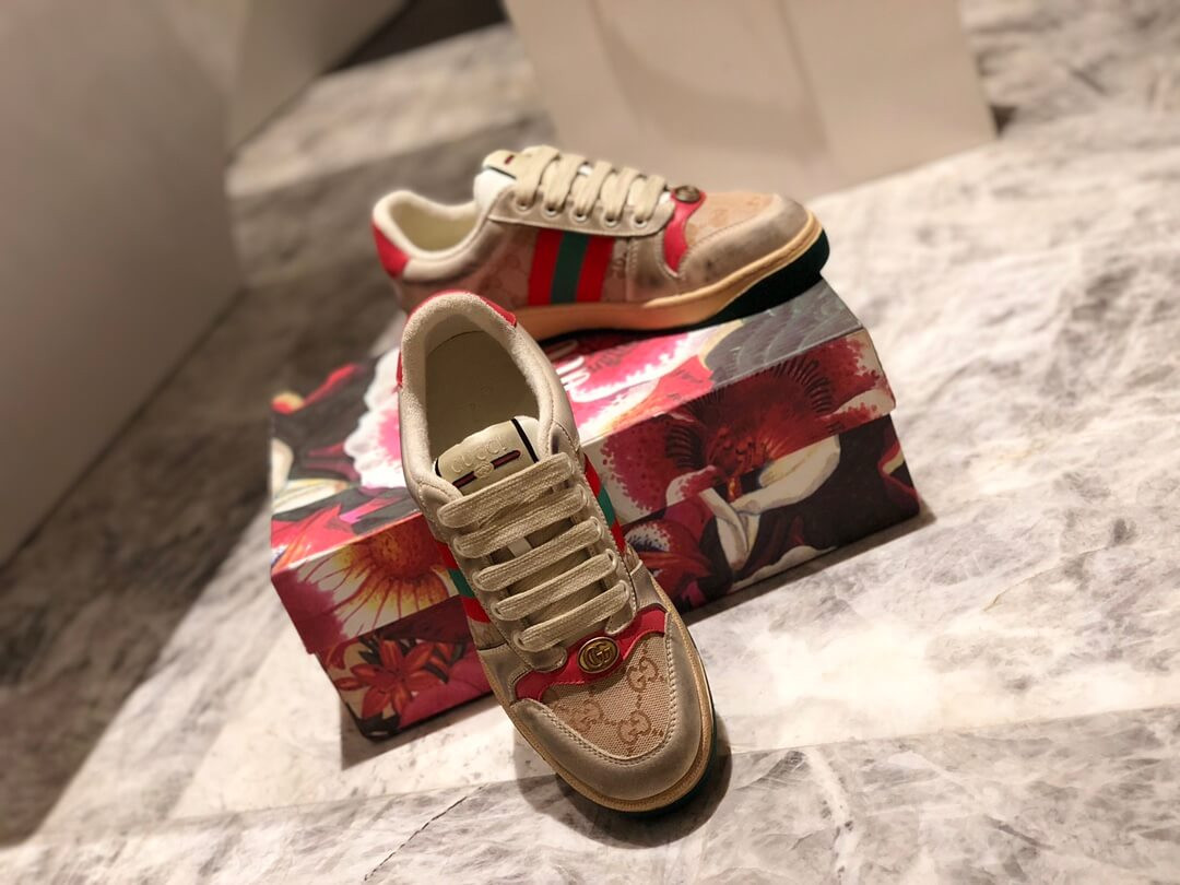 Gucci Screener Leather Sneaker 570443 Red