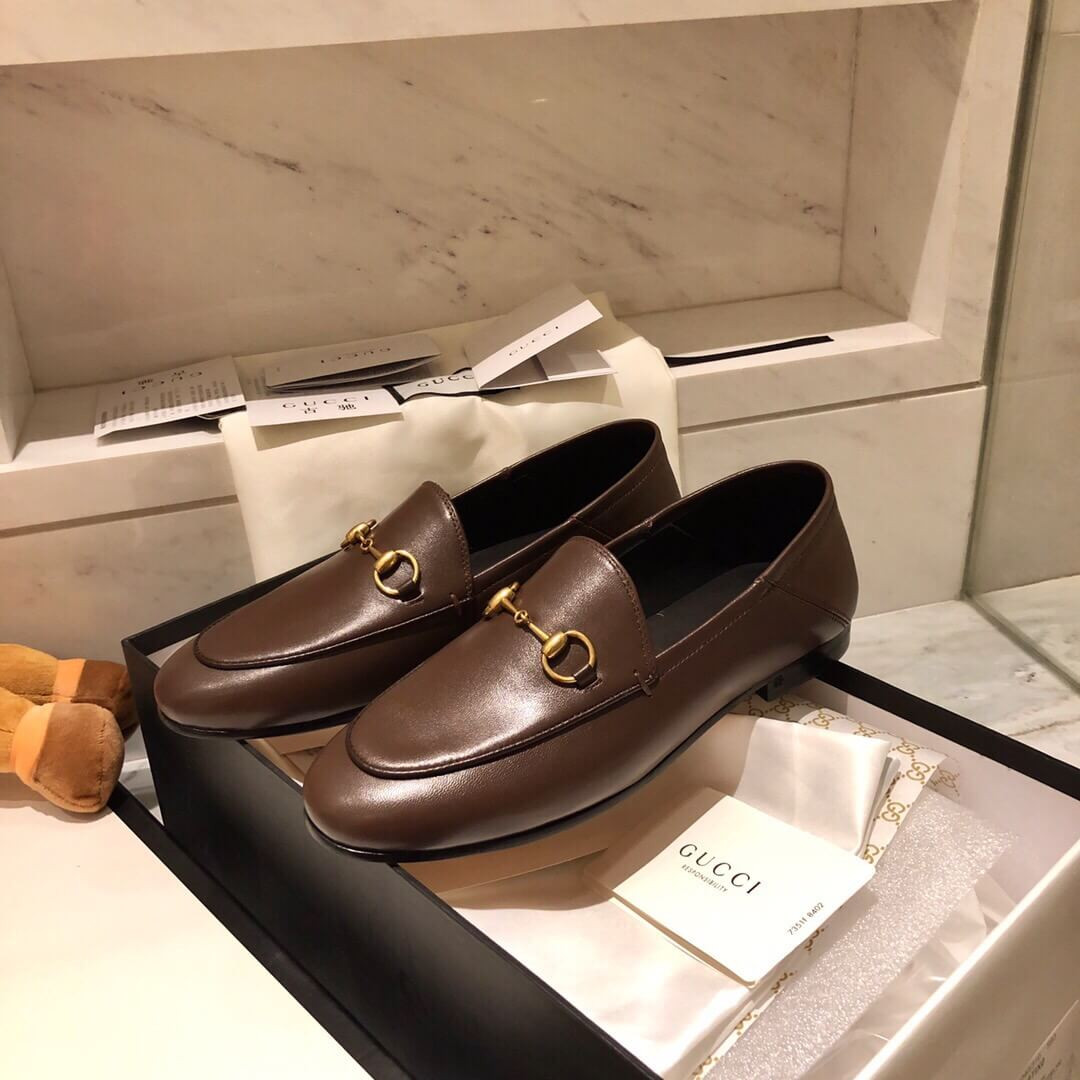 Gucci Leather Horsebit Loafer 414998 Coffee
