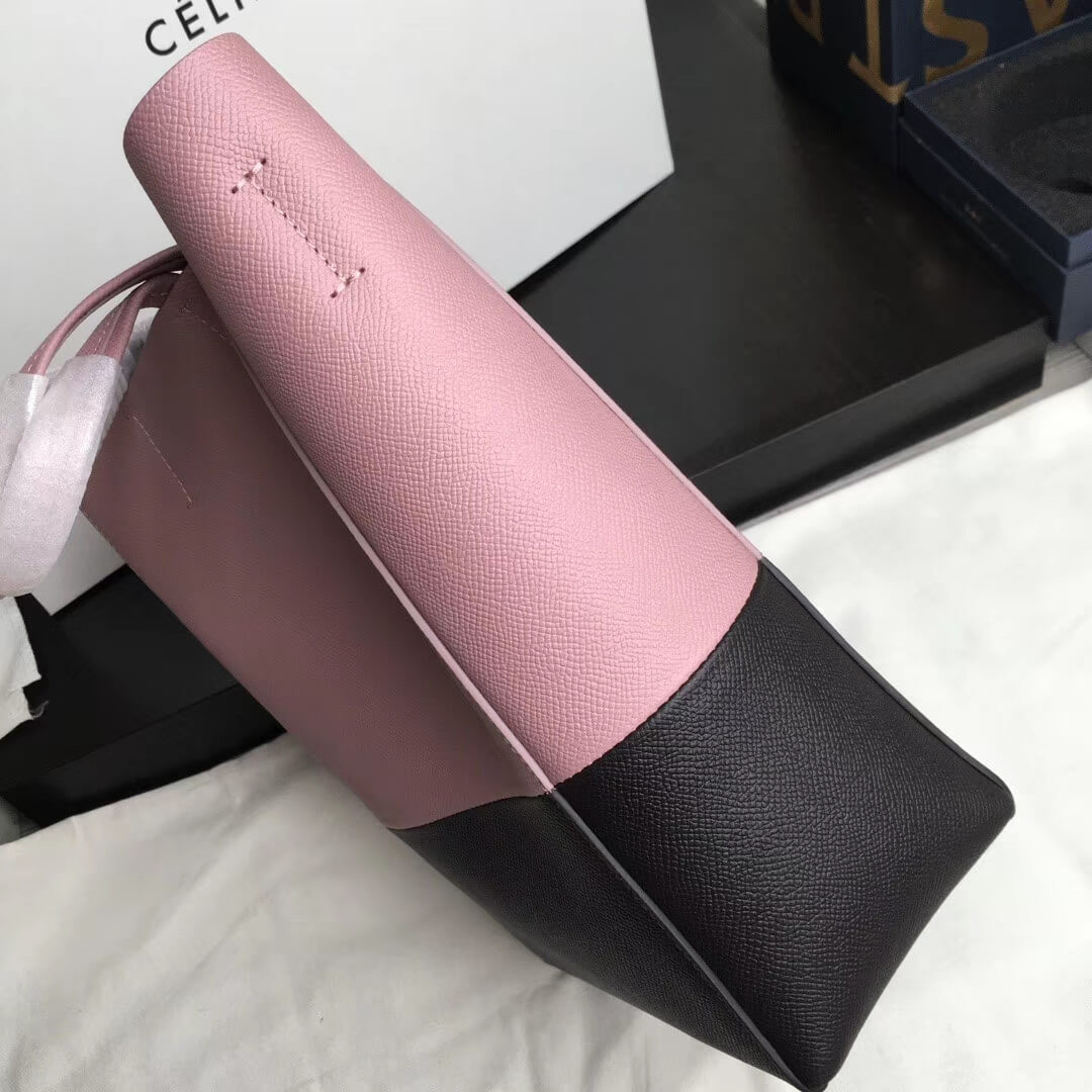 Celine Small Cabas In Grained Calfskin 189813 Pink/Black