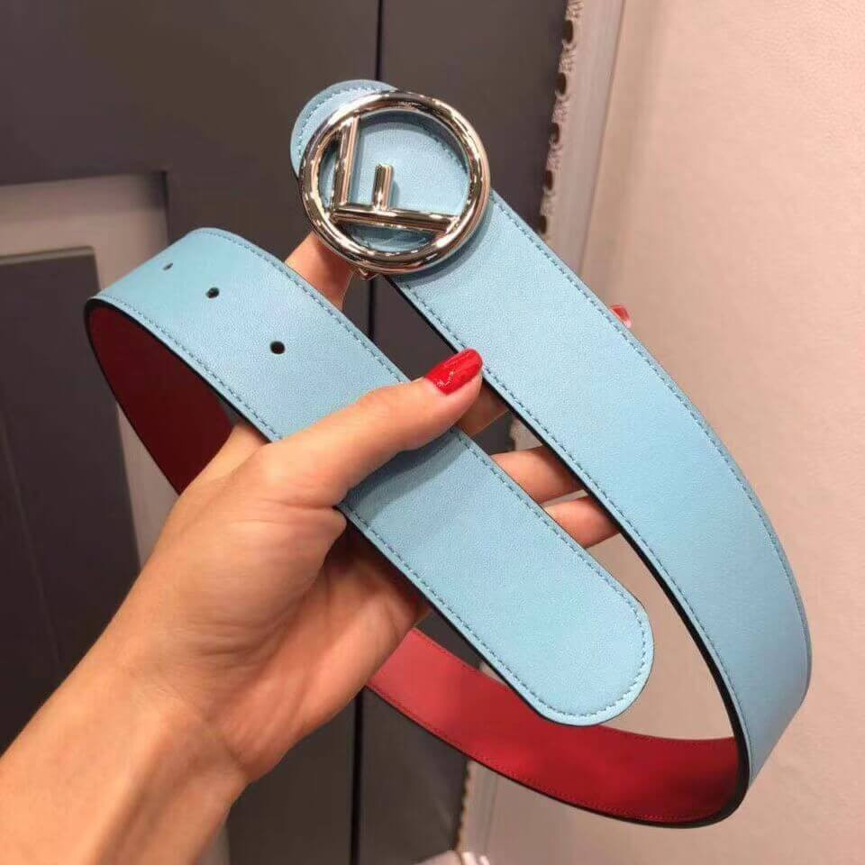 Fendi Reversible 40mm Round Buckle Belt 8C0579 Blue / Red