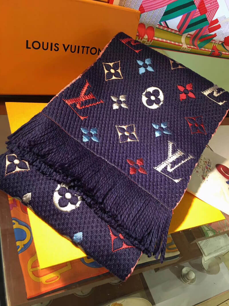 Louis Vuitton Logomania Rainbow Scarf M70899 Navy Blue