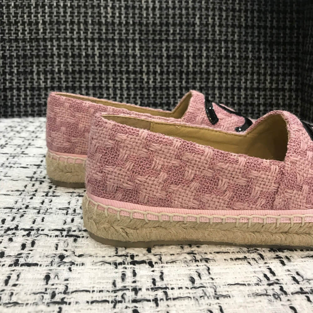 Chanel Tweed & Patent Calfskin Espadrilles G29762 Pink/Black