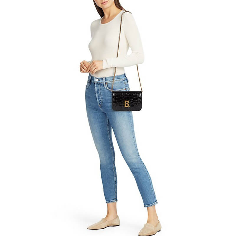 Balenciaga B Croc-Embossed Wallet On Chain