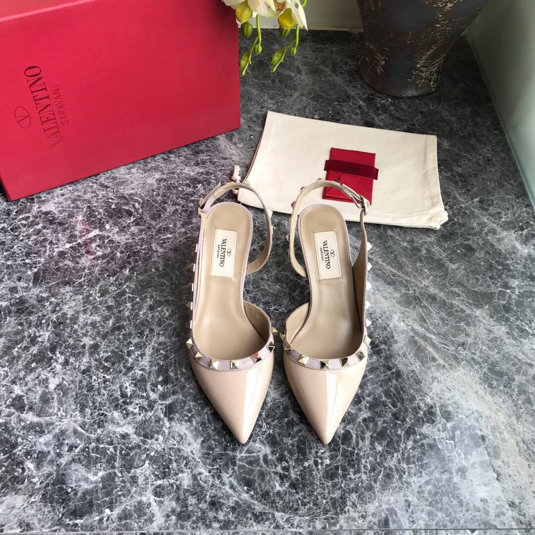 Valentino Garavani Rockstud Patent Leather Slingback Pump 65mm Uw2s0h14