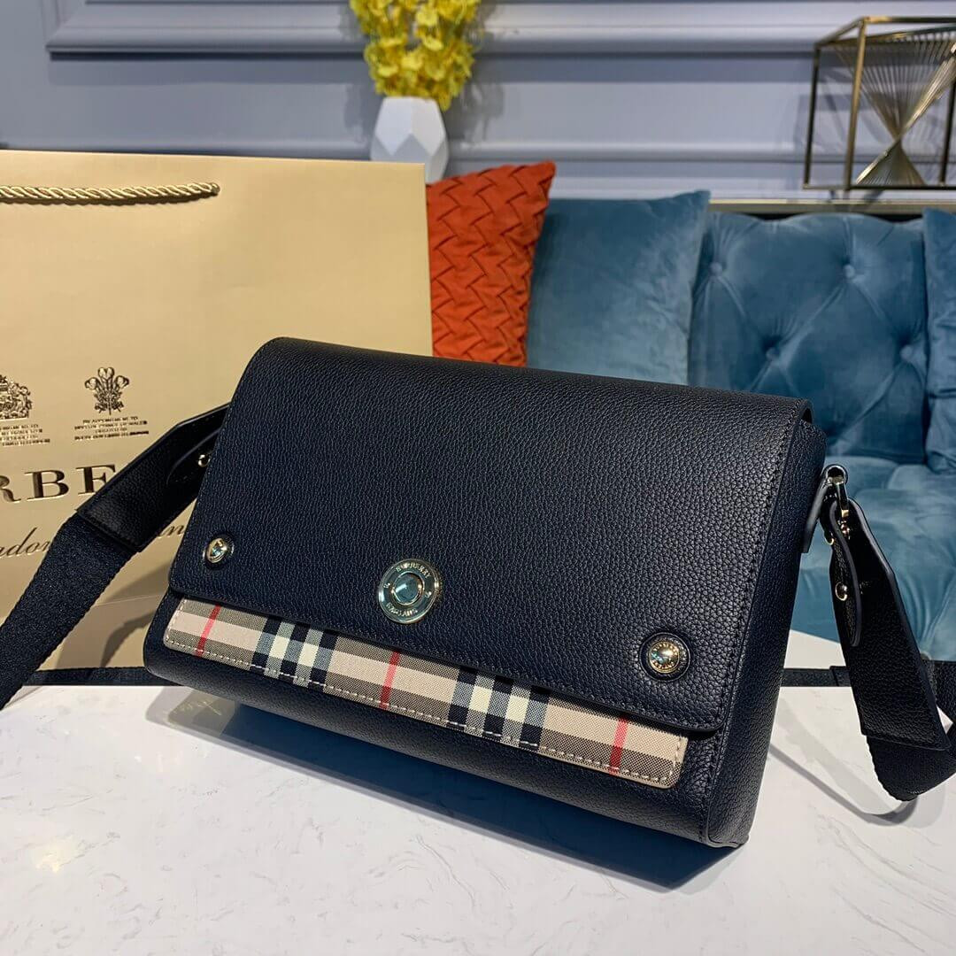 Burberry Leather and Vintage Check Note Crossbody Bag 80211101