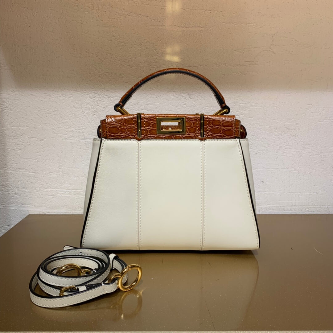 Fendi Peekaboo Iconic Mini Leather Bag 8BN244 White