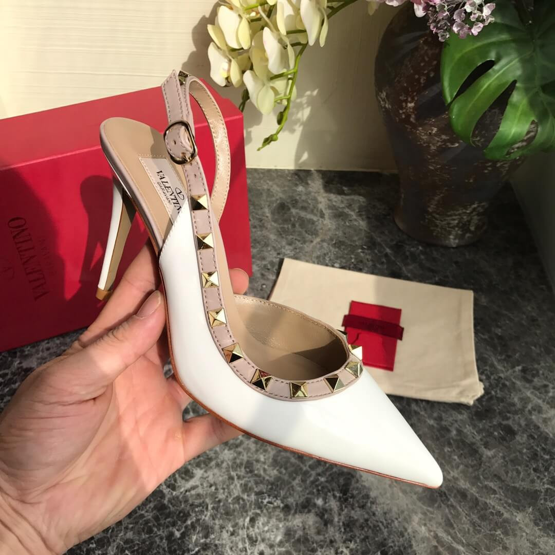 Valentino Garavani Rockstud Patent Leather Slingback Pump 95mm Uw2s0h15
