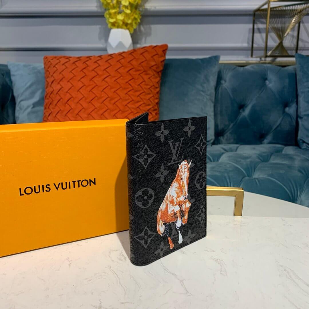 Louis Vuitton Monogram Eclipse Horse Print Passport Cover M64501
