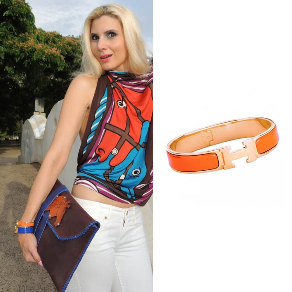 Hermes Narrow Clic H Bracelet In Orange
