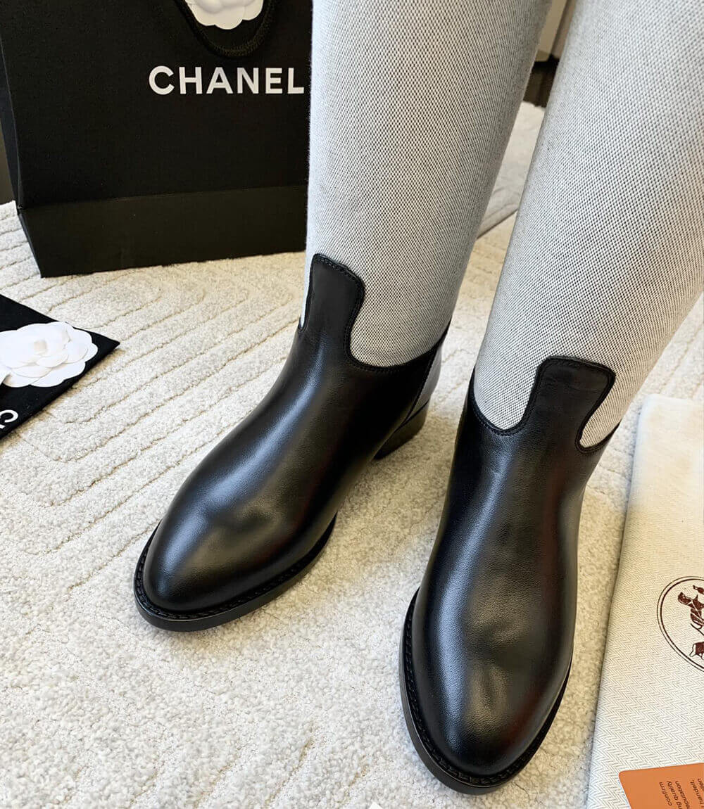 Hermes Box Calfskin and Canvas Jumping Boots H231081