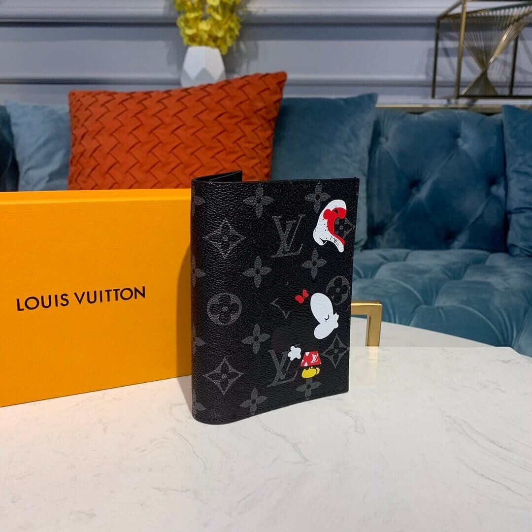 Louis Vuitton Monogram Eclipse Minnie Print Passport Cover M64501