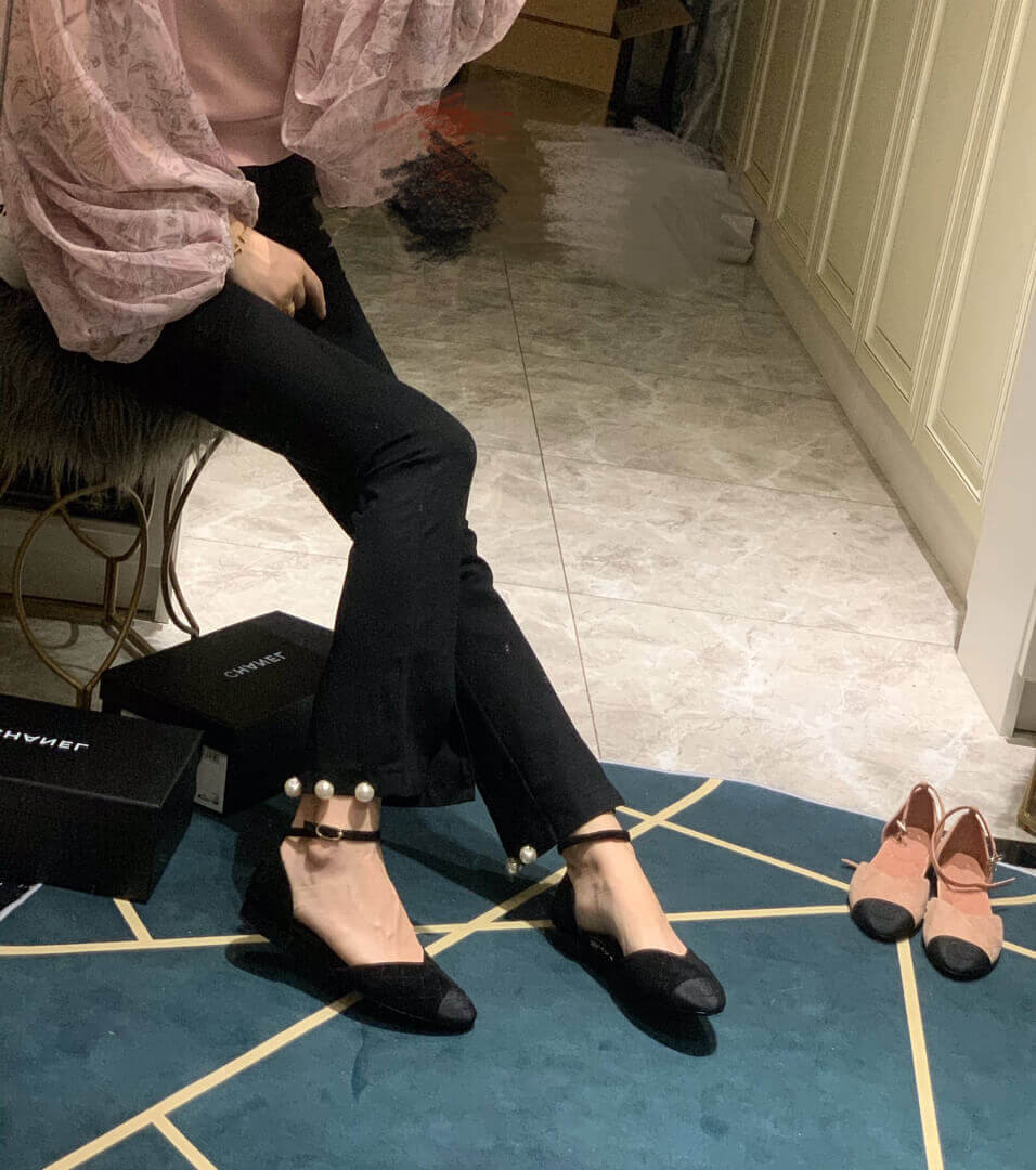 Chanel Suede Calfskin & Grosgrain Mary Janes G36048