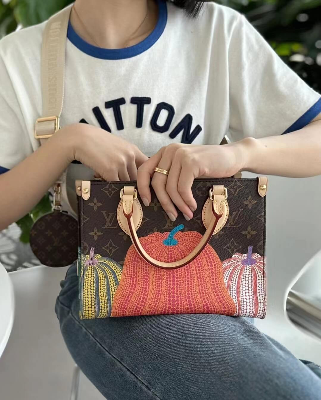 LV x YK OnTheGo PM with Pumpkin Print M46467
