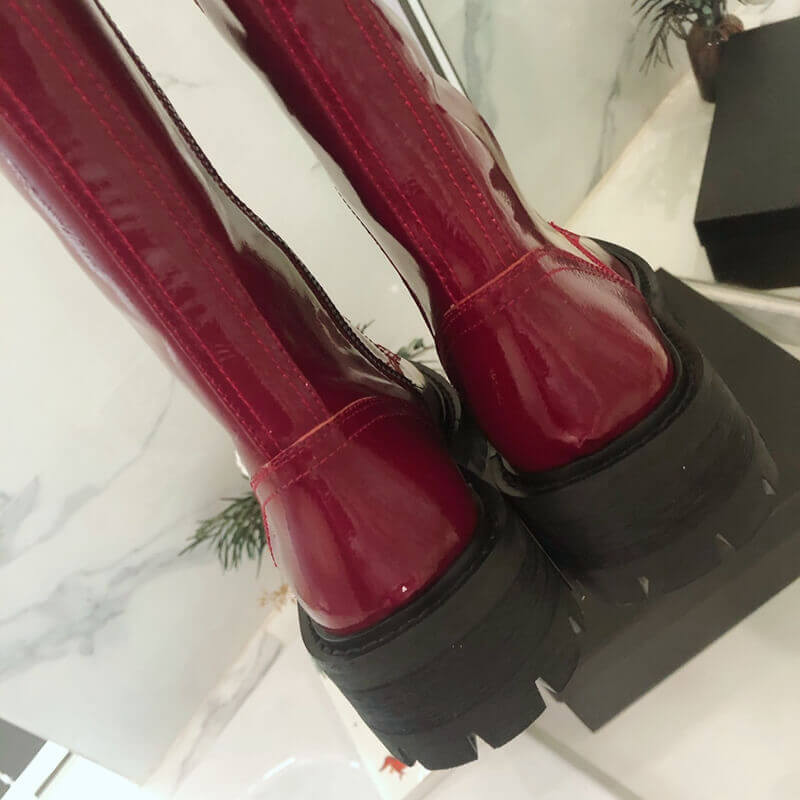 Ann Demeulemeester Patent Tall Lace-Up Boots A142