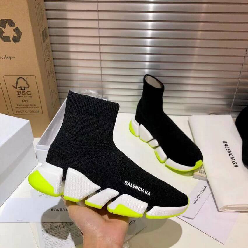 Balenciaga Speed 2.0 Knit Sock Sneakers 617239 Fluorescent Green