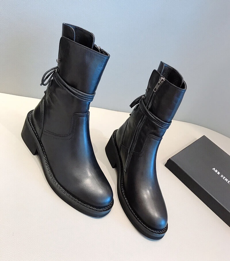 Ann Demeulemeester Calfskin Lace-Up Ankle Boots A146