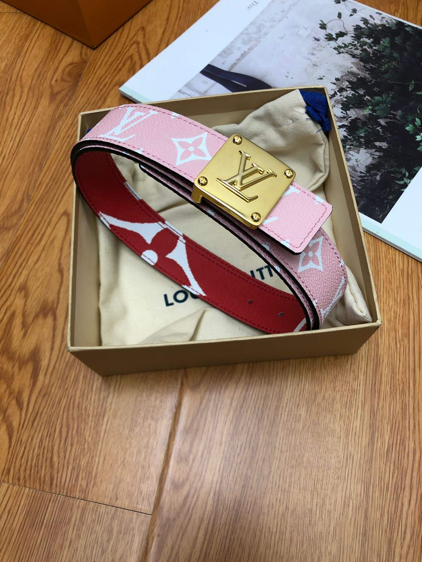 Louis Vuitton Iconic 30mm Reversible Belt M0149 Pink/Red