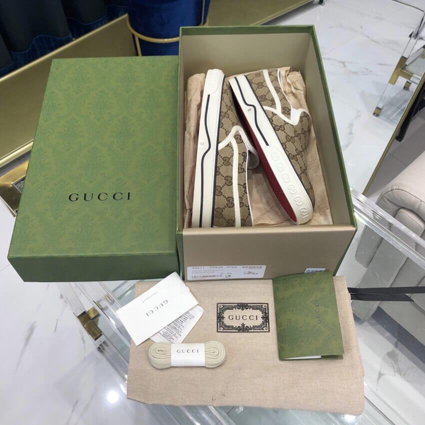 Gucci Tennis 1977 Beige Canvas Slip-On Sneaker 643489