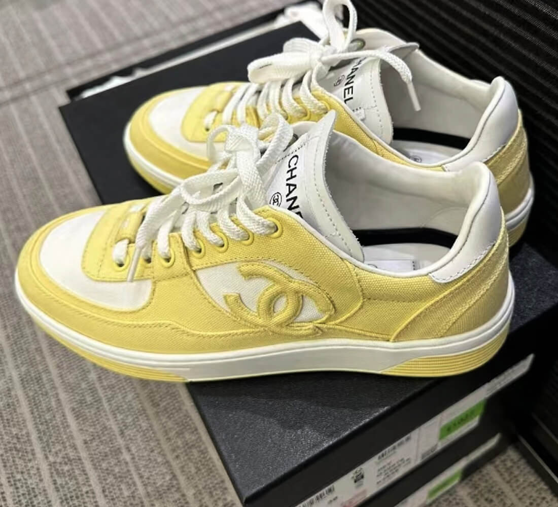 Chanel Fabric Runners Trainers Sneakers G37488 Yellow White