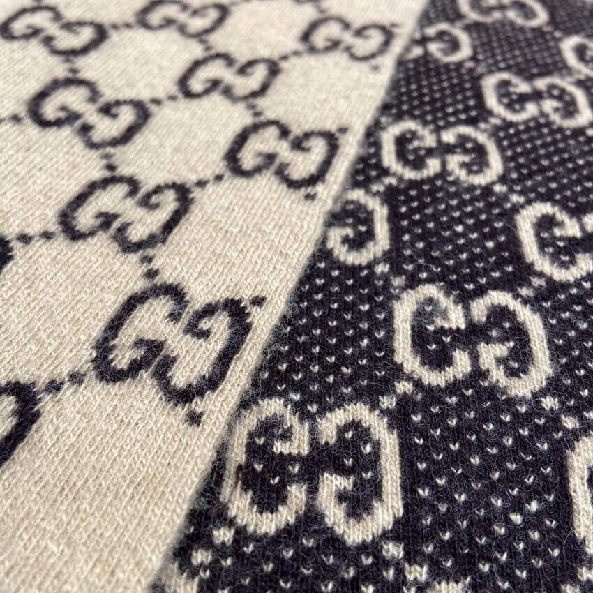 Gucci GG Jacquard Wool Silk Scarf 495592b