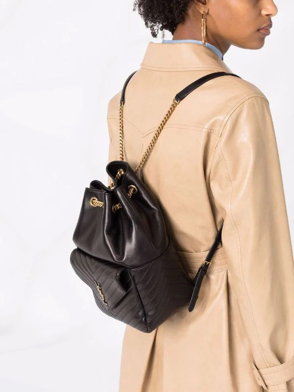 YSL Saint Laurent Joe Backpack 672609 In Black Lambskin