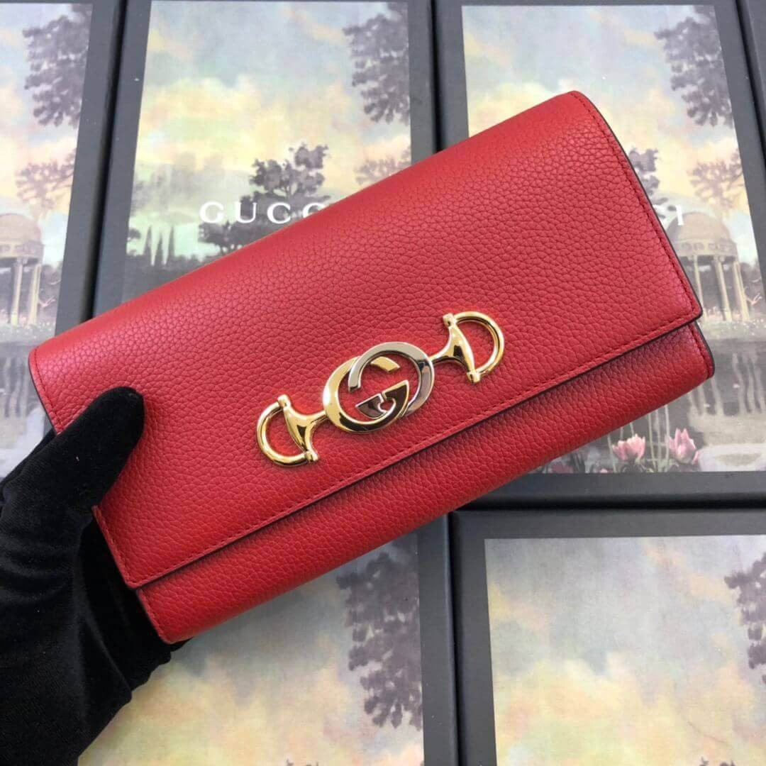 Gucci Zumi Grainy Leather Continental Wallet 573612