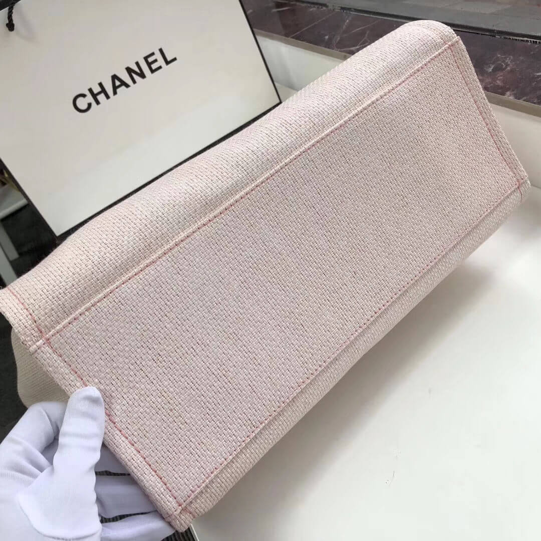 Chanel Deauville Tote 38cm Canvas Bag A66941 Bubblegum Pink