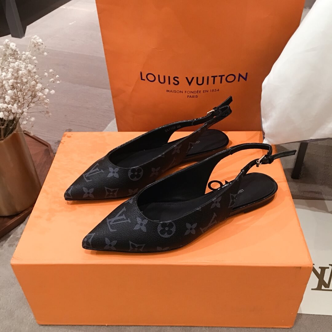 Louis Vuitton Monogram Eclipse Cherie Slingback Ballerina 1A68AV