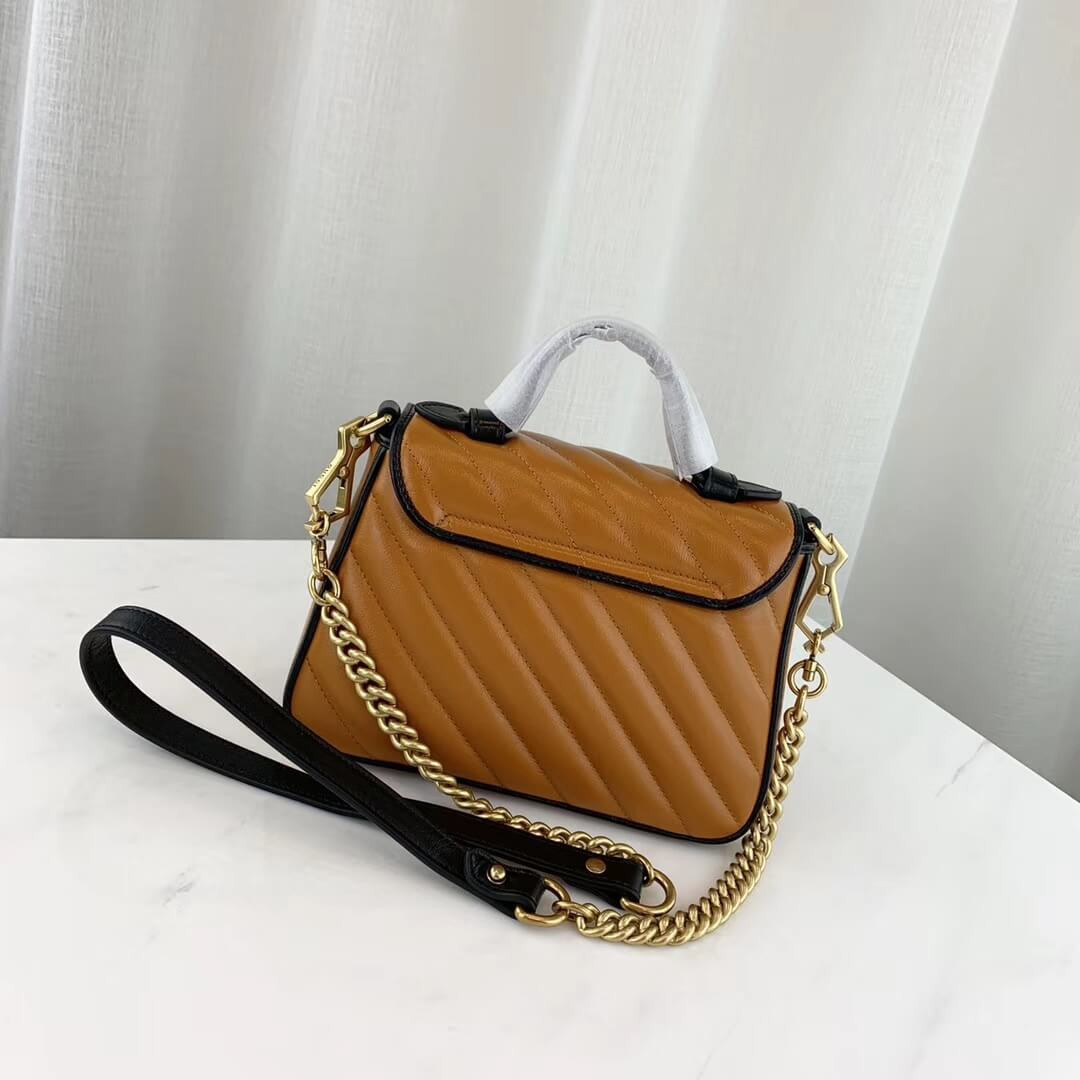Gucci GG Marmont Mini Top Handle Bag 583571 Cognac