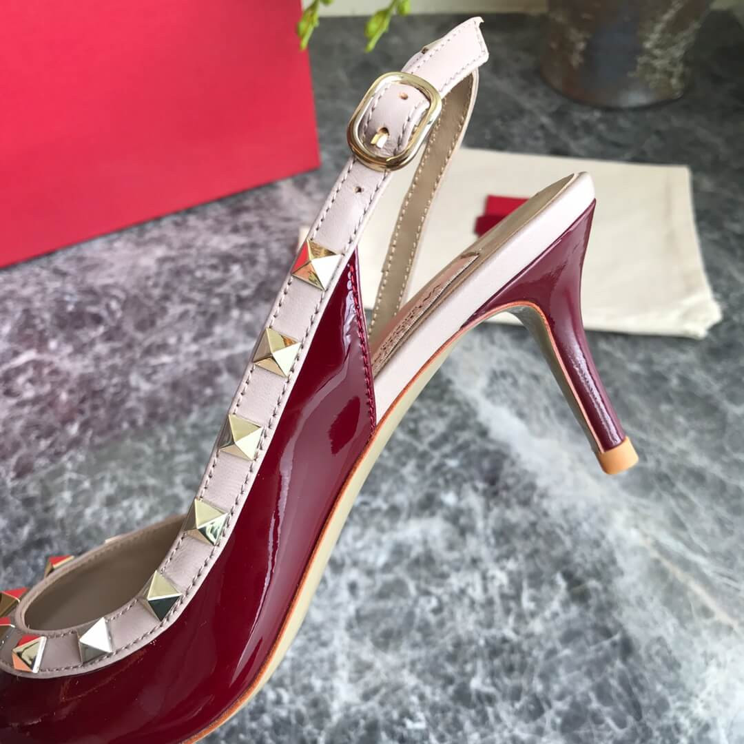 Valentino Garavani Rockstud Patent Leather Slingback Pump 65mm Uw2s0h14