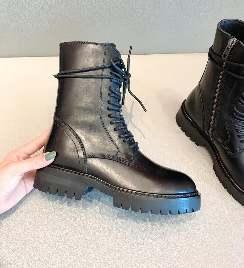 Ann Demeulemeester Calfskin Lace-Up Ankle Boots A145