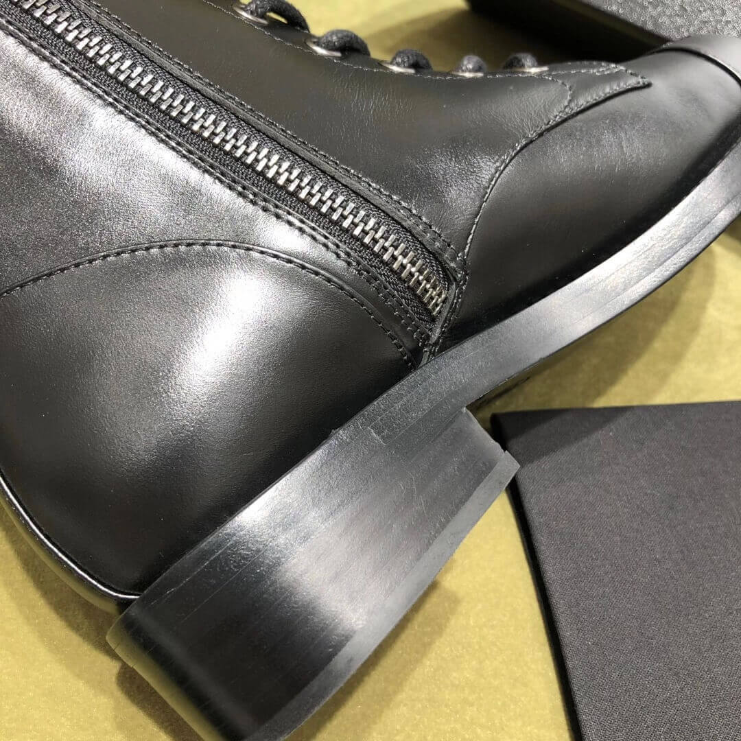 Chanel Black Lace-up Boots