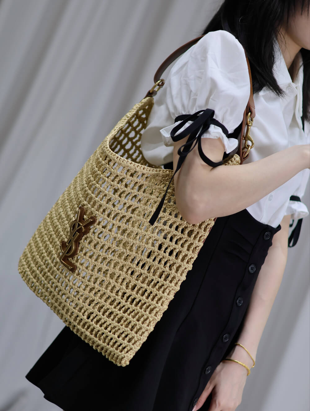 Saint Laurent Oxalis Bag in Raffia Macrame 781289