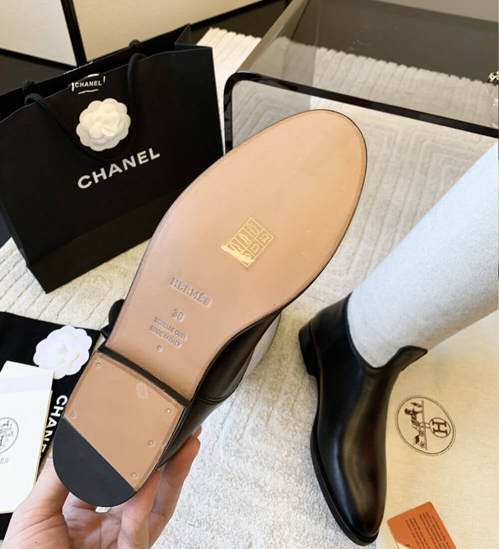 Hermes Box Calfskin and Canvas Jumping Boots H231081