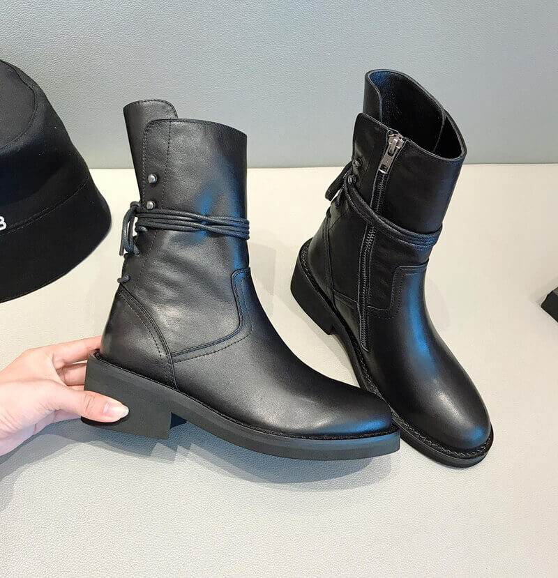 Ann Demeulemeester Calfskin Lace-Up Ankle Boots A146