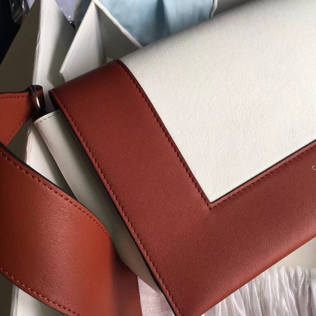 Celine Frame Medium Shoulder Bag 180263 Red/White