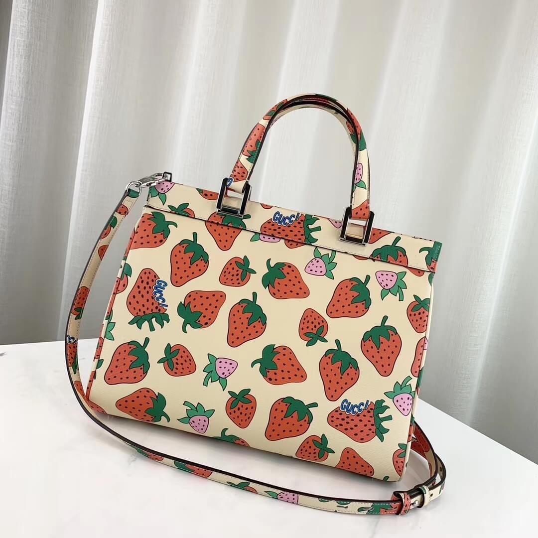 Gucci Zumi Strawberry Print Medium Top Handle Bag 564714